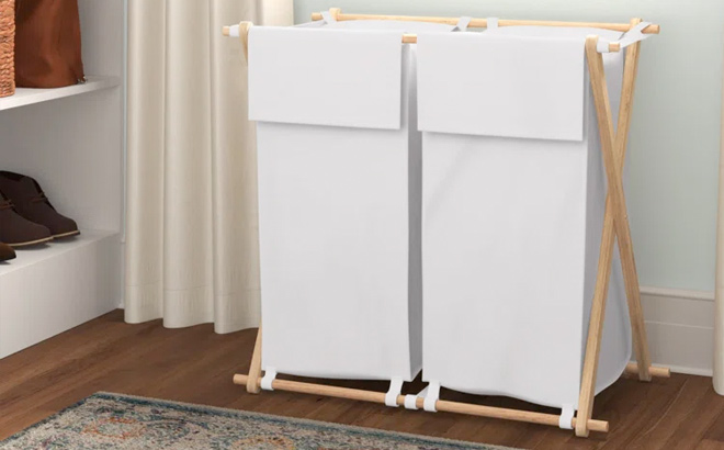White X Frame Folding Laundry Sorter