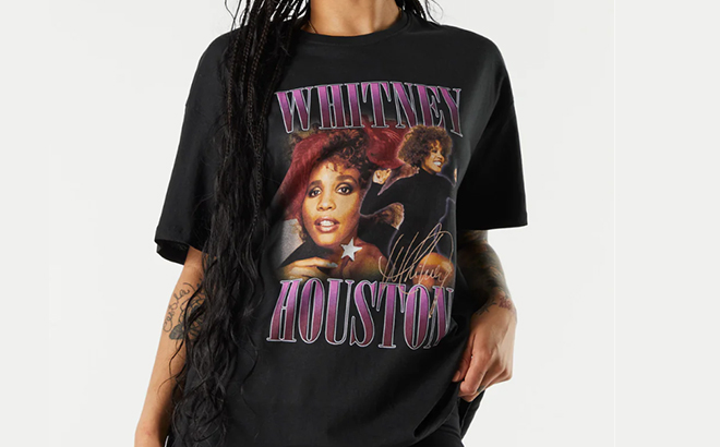 Whitney Houston Graphic Boyfriend T Shirt