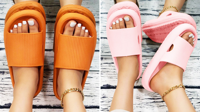 Women's Slides Orange and Pink Women's Slides Orange and Pink