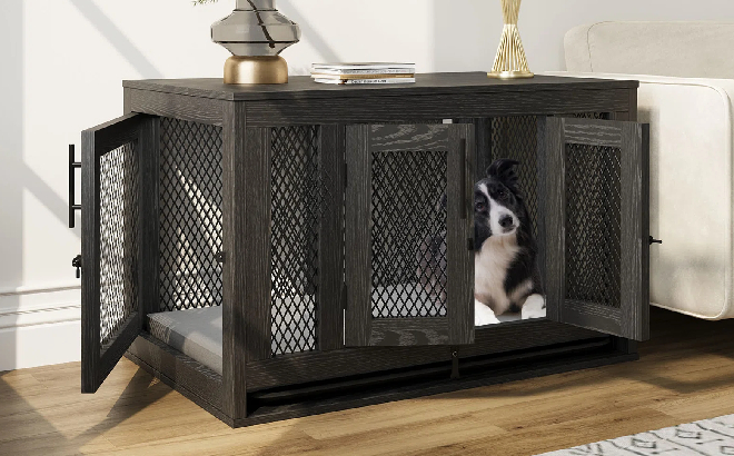 Wooden Dog Kennel With Cushion Tray