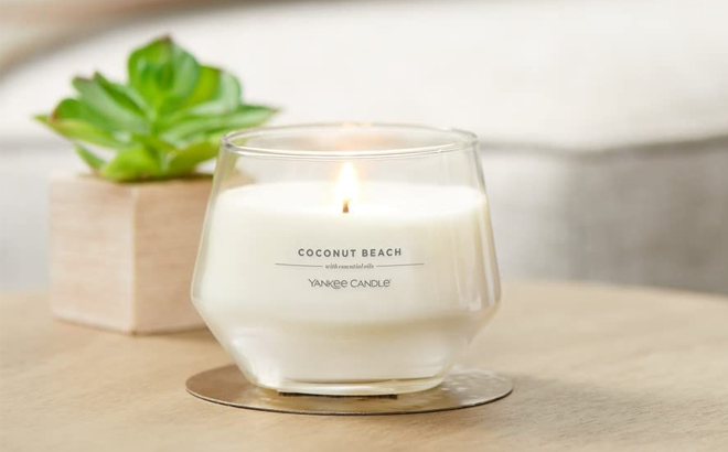 Yankee Coconut Beach Candle On Table