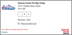 summary for Classic Lined Tie Dye Clog