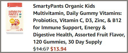 SmartyPants Kids 120-Count Gummy Vitamins