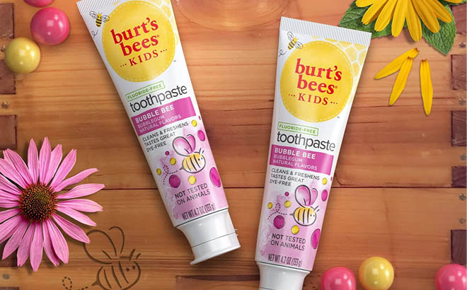 2 Counts of 4 7 Ounce Burts Bees Kids Toothpaste Bubblegum Flavor