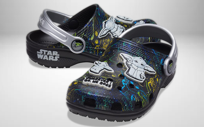 A Pair of Crocs Classic Star Wars Grogu Clog for Toddlers
