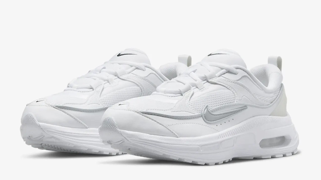 A Pair of Nike Womens White Air Max Bliss Sneakers