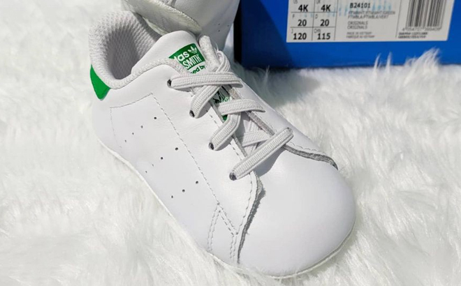 Adidas Baby Stan Smith Crib Shoes in Cloud White Green