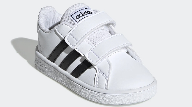 Adidas Grand Court Toddler Sneakers in White Black Color