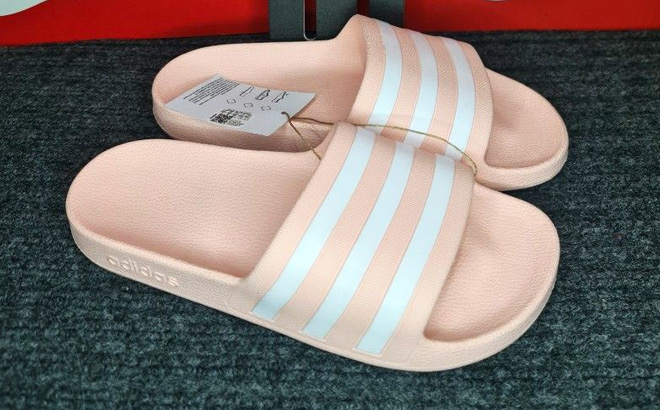 Adidas Womens Adilette Aqua Slides Pink
