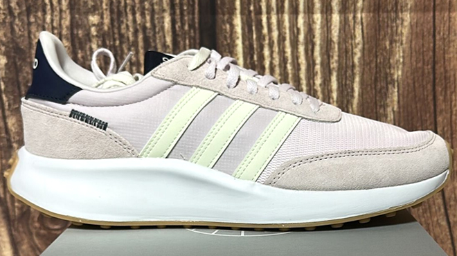 Adidas Women's Run 70s Sneakers in Light Pink Color on a Shoe Box