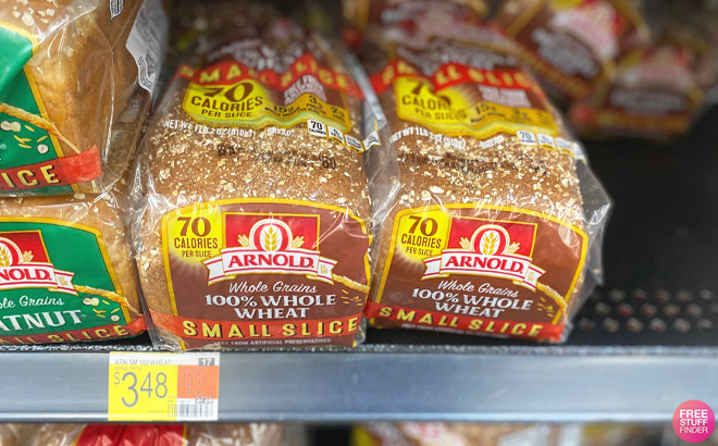 Arnold Small Slice Wheat Bread in Store Shelf