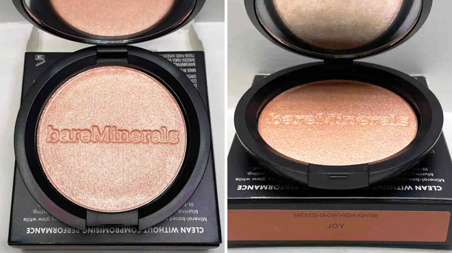 BareMinerals Endless Glow Highlighter in Joy Shade on the Left and Different View of Same Item on the Right