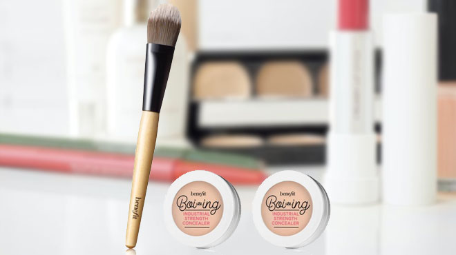 Benefit 2 Concealers and a Brush Set on a Makeup Table copy