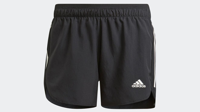 Black Adidas Womens Shorts on a Gray Background