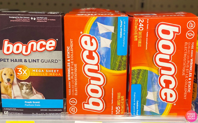 Bounce Dryer Sheets 105 Count on Shelf at Walgreens