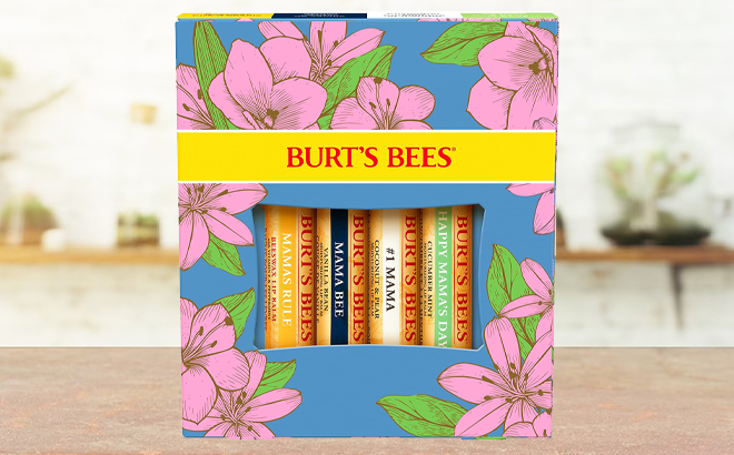 Burts Bees Mothers Day Lip Balm Balm Bouquet 4 Pack on a Table