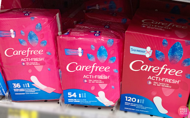 Carefree ActiFresh Liners on a Shelf