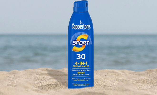 Coppertone Sport Continuous Sunscreen Spray Broad Spectrum 5 5 OZ SPF 30 in the Sand