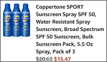 Coppertone Sport Sunscreen Spray SPF 50 Check out