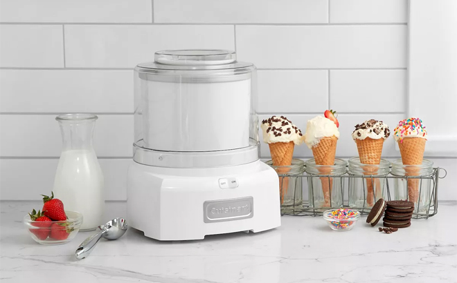 Cuisinart Ice Cream Maker on a Marble Table