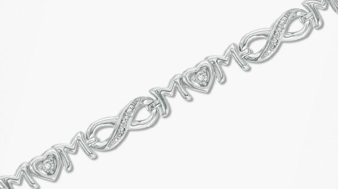 Diamond Accent Alternating MOM Infinity Link Bracelet