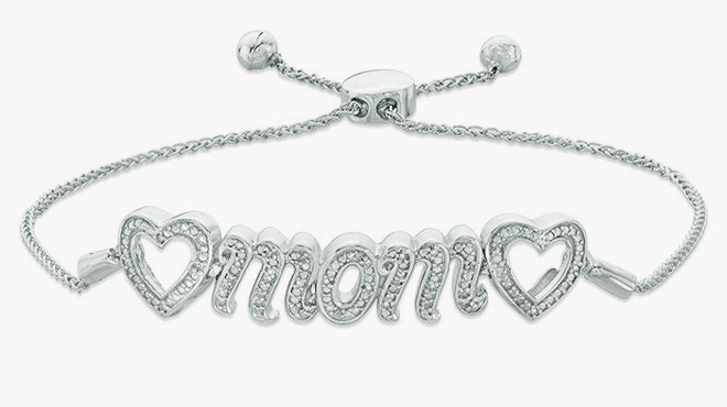 Diamond Heart mom Bolo Bracelet