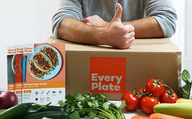 A Man Giving the Thumbs Up Over a Box from EveryPlate