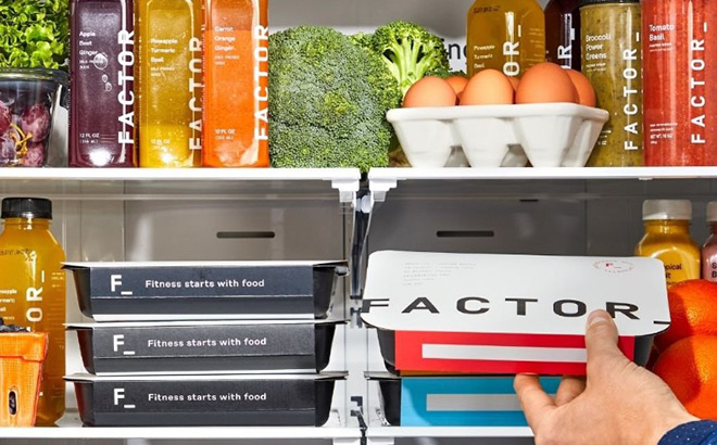 A Person Taking a Factor Meal Box from a Fridge