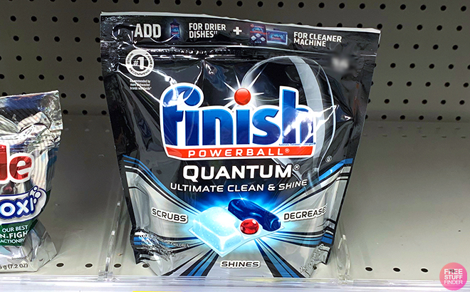 Finish Quantum Dishwasher Detergent Tablets On a Shelf Finish Quantum Dishwasher Detergent Tablets On a Shelf