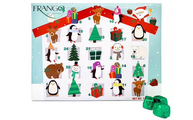 Frango Holiday Chocolate Advent Calendar on a Plain Background