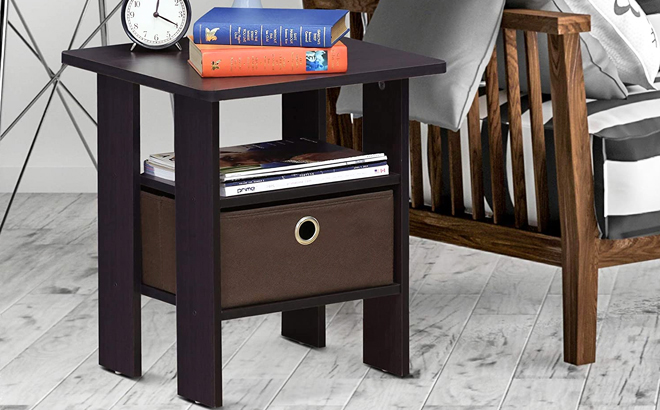 Furinno Andrey End Table with Bin Drawer 1
