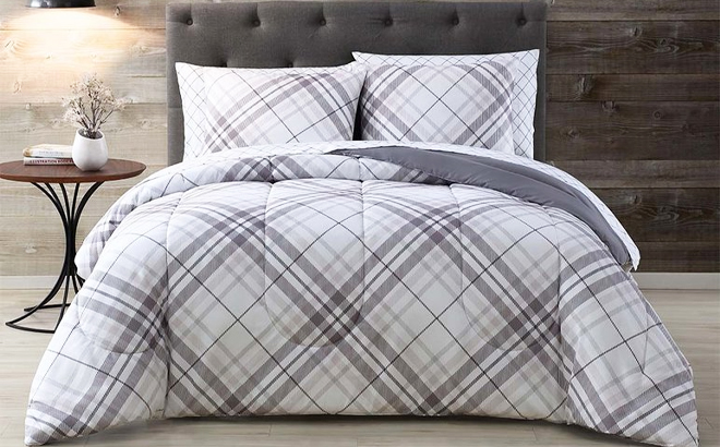 Gray and White Khalvin 7 Piece Comforter Set