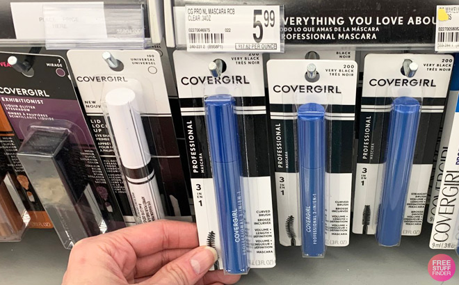 Hand Holding CoverGirl Professional 3 in 1 Mascara at Walgreens