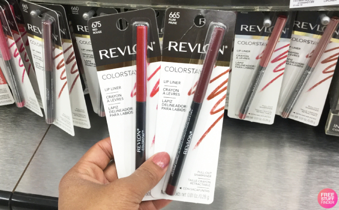 Hand Holding Revlon ColorStay Lip Liner Pencils