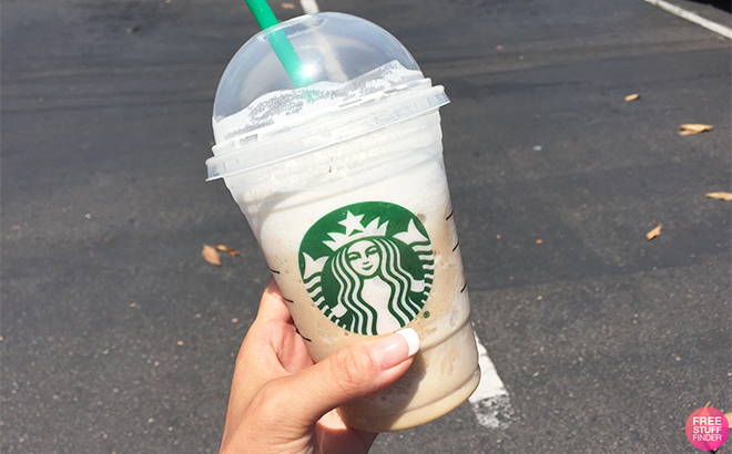 Hand Holding Starbucks Iced Coffee Drink