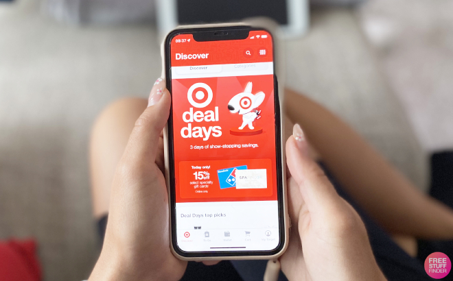 Hand Holding a Phone Showing the Target Deal Days Event