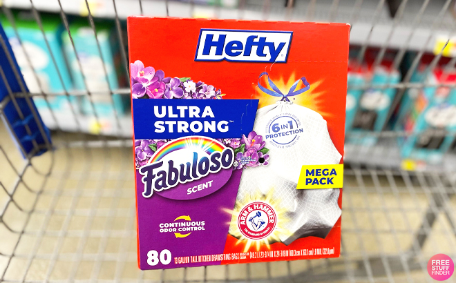 Hefty 80 Count Ultra Strong Tall Trash Bags in a Cart