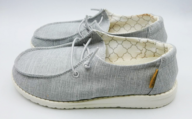 Hey Dude Wendy Youth Girls Linen Shoes in Grey