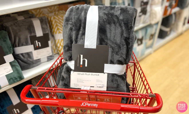 Home Expressions Velvet Plush Solid Throw in Gray in a Cart at JCPenney