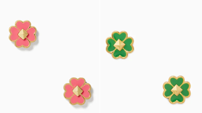 Kate Spade Enamel Studs Green Bean color on the right and Pink Peppercorn on the left