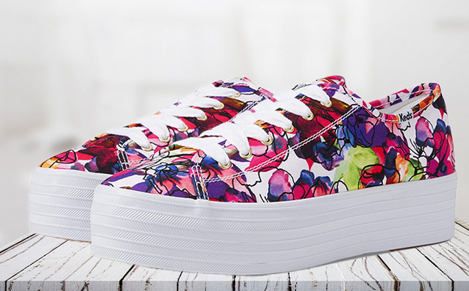 Keds Womens Triple Up Watercolor Floral Sneaker