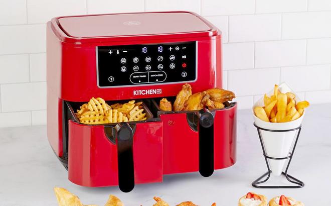 Kitchen HQ 10 in 1 9 Quart Dual Air Fryer with Kebabs