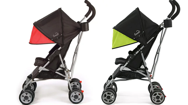 Kolcraft Cloud Umbrella Stroller Red on the Left and Green on the Right