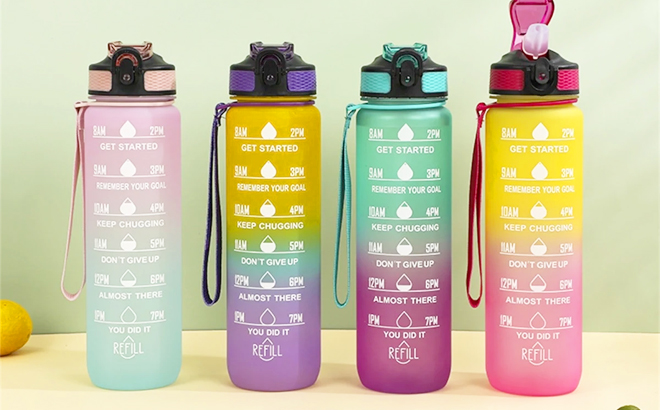Large Capacity Gradient Color Sports Water Bottles