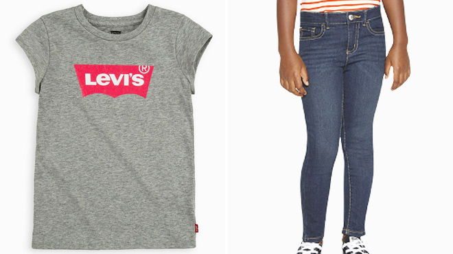 Levi's Little Girls Logo T-Shirt and Little Girls Super Skinny Jeans