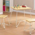 Mainstays Kids 3 Piece Finn Metal and Wood Play Table and Stool Set