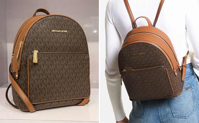 Michael Kors Adina Logo Backpack in Brown Color