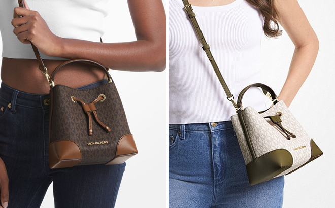 Michael Kors Small Logo Bucket Bag On Models