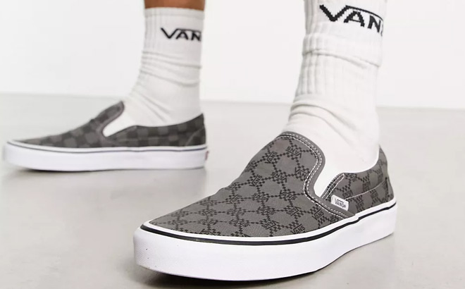 Model Wearing VANS Slip On Sneakers