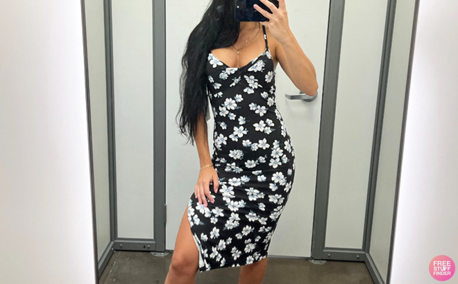 No Boundaries Twist Front Midi Dress in black soot No Boundaries Twist Front Midi Dress in black soot